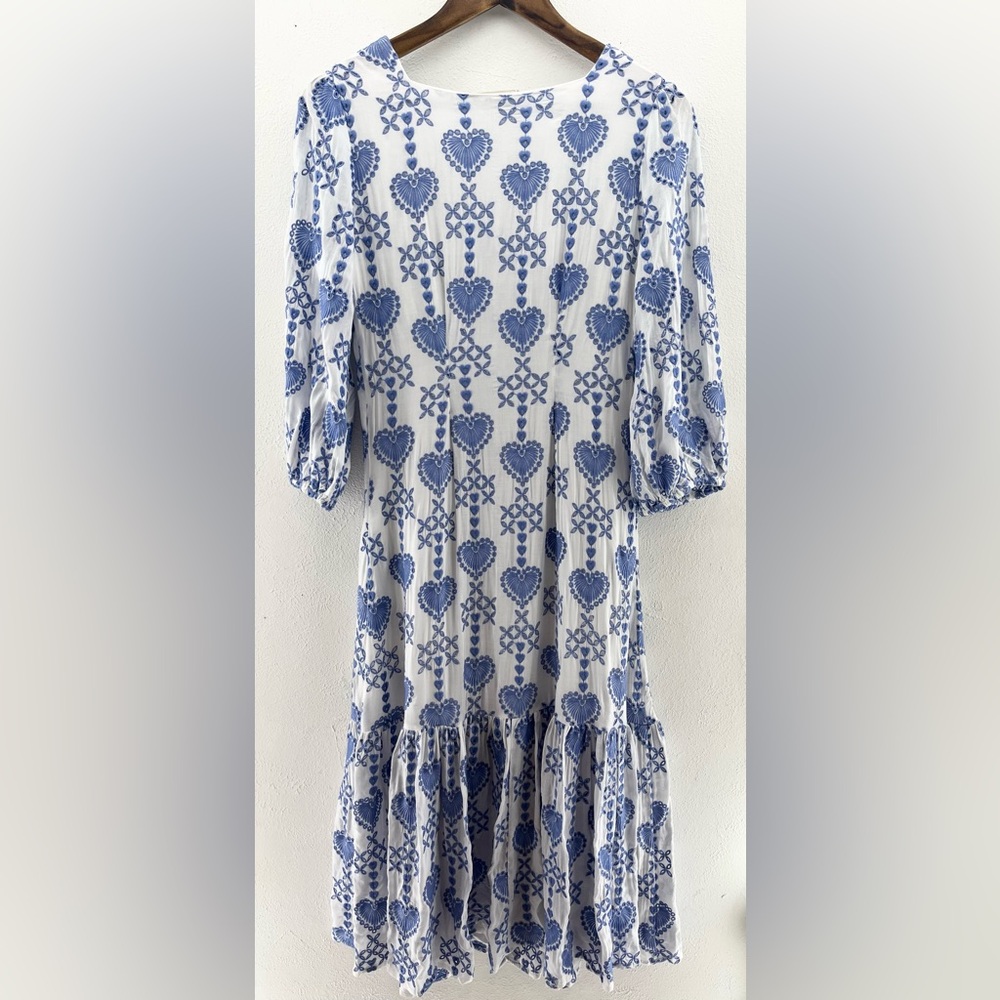 XS Johnny Was Jade Beau Eyelet Button-Down Tiered Midi Dress Boho Chic - Picture 7 of 8